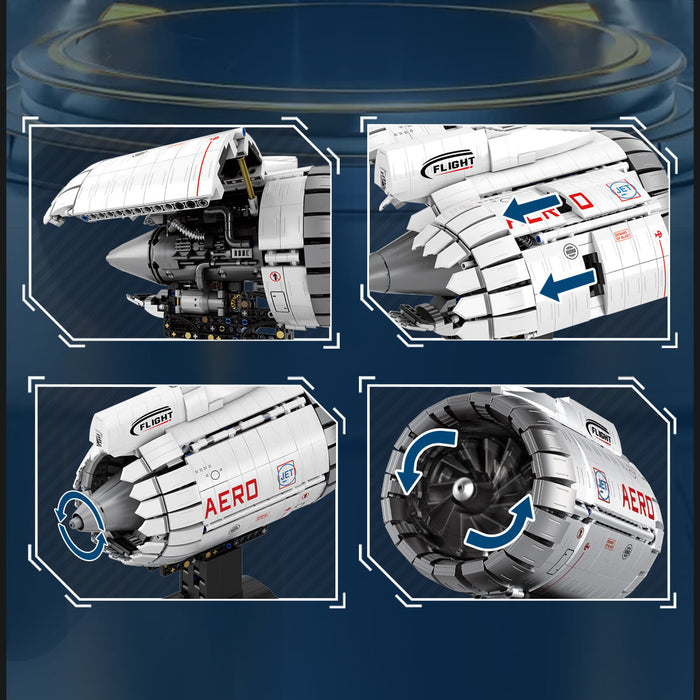 MOC Aircraft Engine Model Kit - Realistic Turbofan Engine MOC Set - ENGINEDIYSHOP