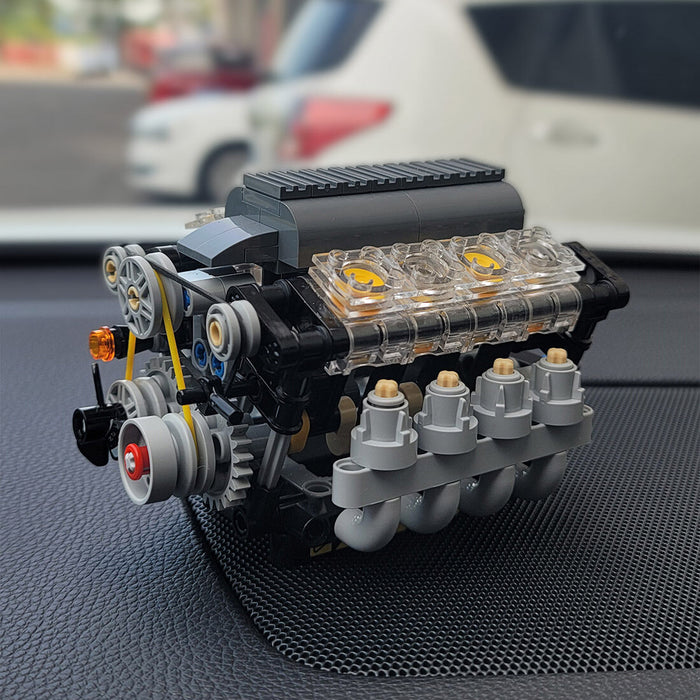 V8 Engine with Gearbox Tech Engine Model Particle Building Blocks MOC Set (568PCS) enginediyshop