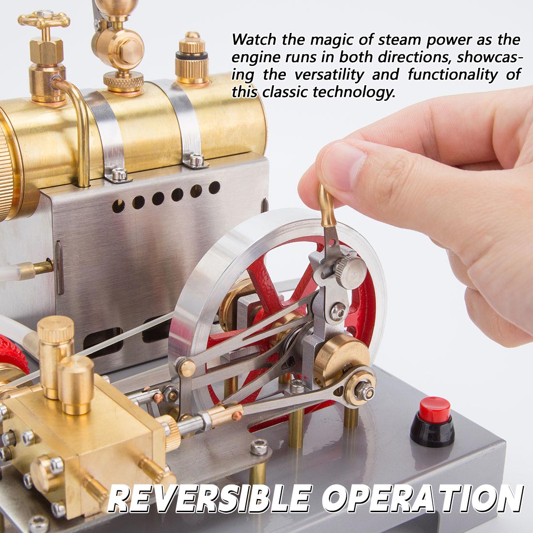 RETROL SE-02 Metal Reversible Horizontal Stationary Steam Engine and Boiler Model Kit with Generator and Street Lamp - enginediyshop