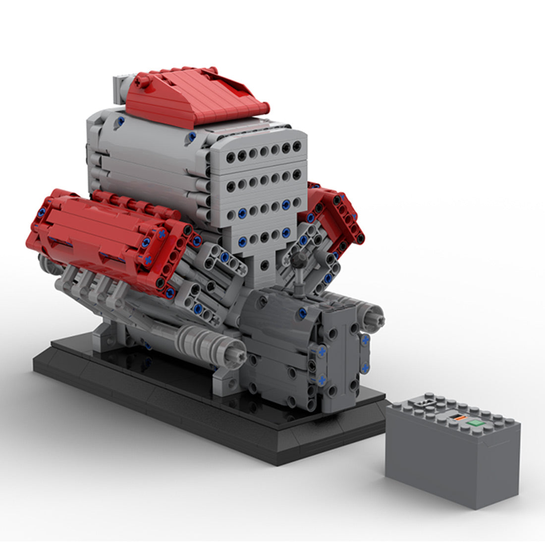 MOC Crossplane V8 Engine with Supercharger & Removable Cover Building Toy Set, Build Your Own V8 Engine - 1054PCS enginediyshop