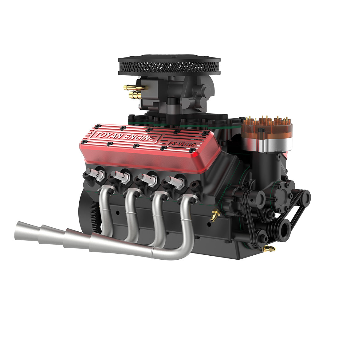 TOYAN FS-V800WGPC 1/10 Scale DIY V8 Engine Model Kit – 28cc Water-Cooled Four-Stroke Gasoline Engine with Overhead Valve Simulation enginediyshop