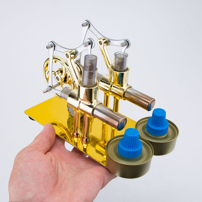 2 Cylinder Stirling Engine Electricity Generator with Bulb Stirling Engine Motor Model enginediyshop