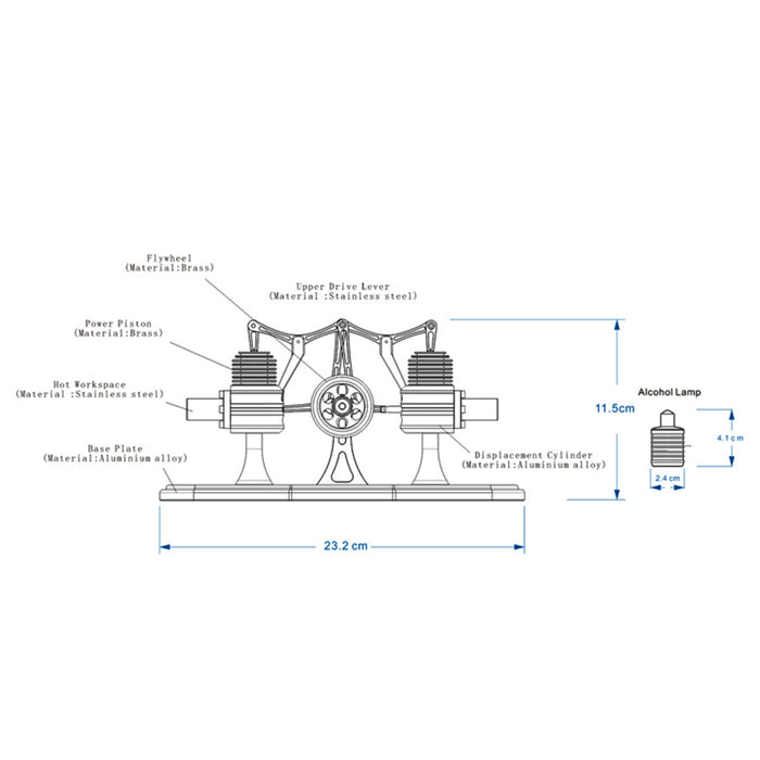 ENJOMOR Metal, Beam Heat Engine, Opposed Twin-Cylinder, Stirling External Combustion Engine, Gifts for Machine Enthusiasts enginediyshop