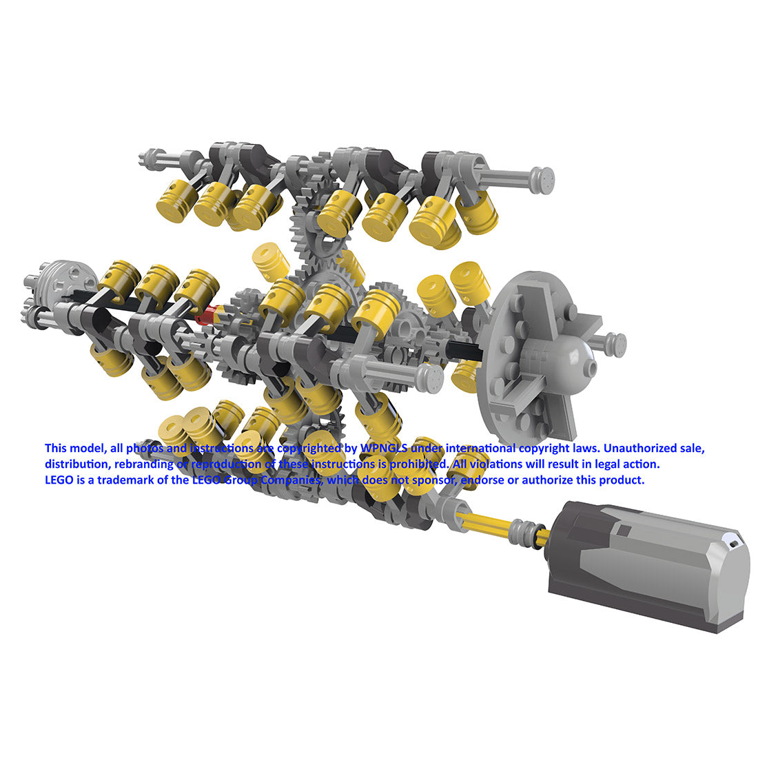 MOC-196927 223 24-Cylinder Two-Stroke Diesel Aviation Engine Building Blocks Set - enginediyshop