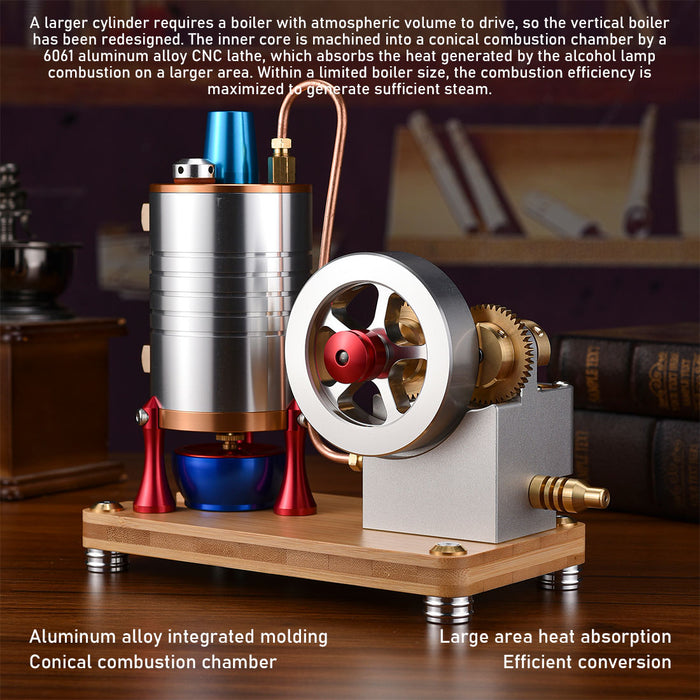 All-Metal Vertical Dual-Cylinder Oneway Piston Steam Engine Model Semi-circular Dynamically Balanced Crankshaft Educational & Collectible Mechanical Model - enginediyshop