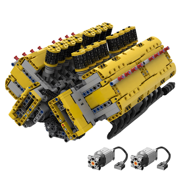 V16 Engine with Dual Pushrod Valves Building Block Engine Model MOC-169906 enginediyshop