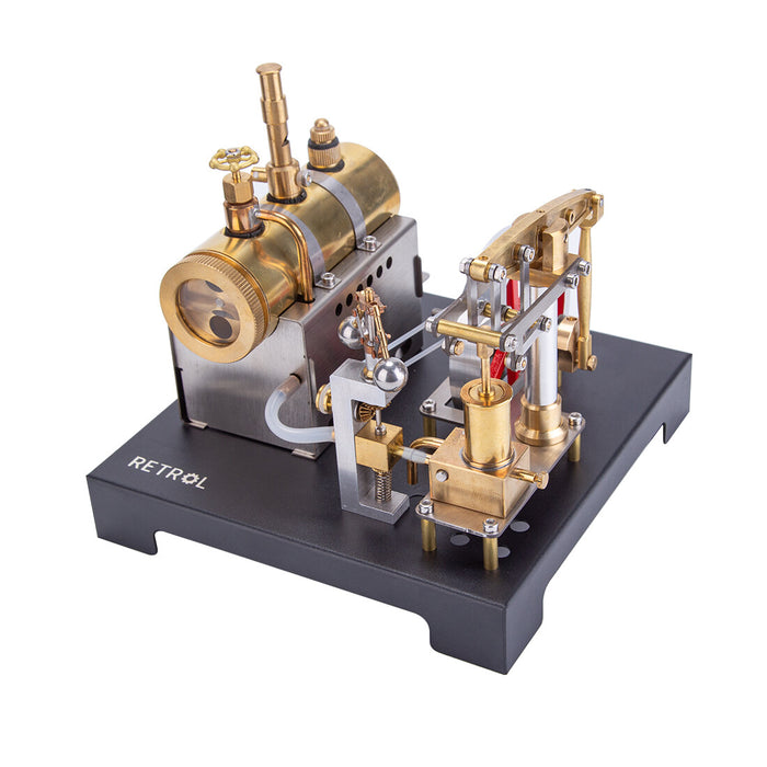 RETROL Full Metal DIY Steam Engine Model with Horizontal Boiler & Centrifugal Flyball Governor (84PCS) enginediyshop