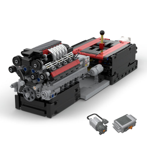 V10 Engine with Gearbox Single Overhead Camshaft (SOHC) Air-Cooled Engine Model Building Blocks Set (776PCS) enginediyshop