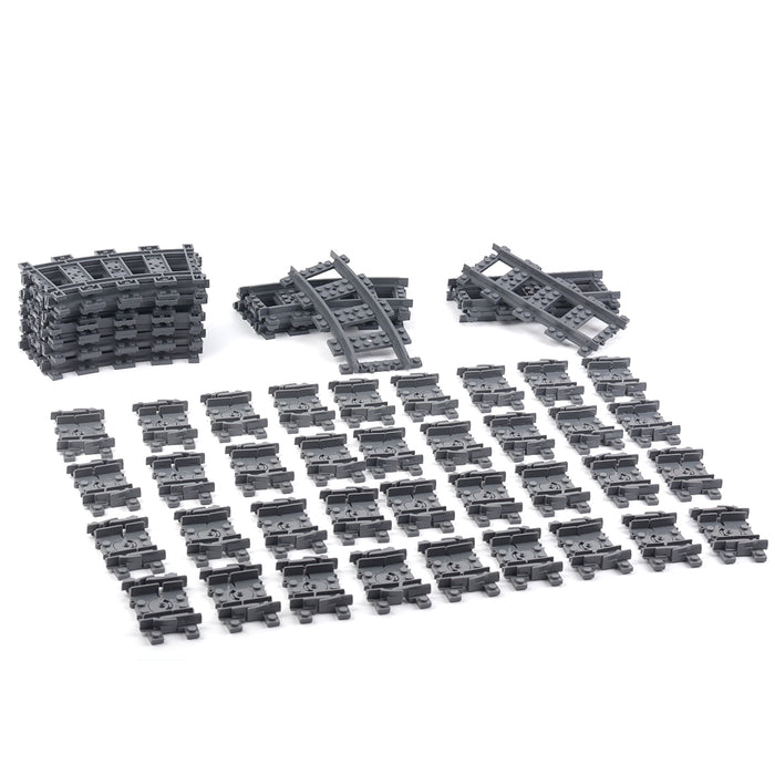 53Pcs Train Tracks Rails Set DIY Construction Toys Building Blocks Bricks Parts for Mainstream Building Block Brands enginediyshop