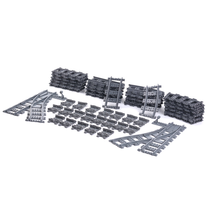 61Pcs Train Tracks Rails Set DIY Construction Toys Building Blocks Bricks Parts for Mainstream Building Block Brands enginediyshop