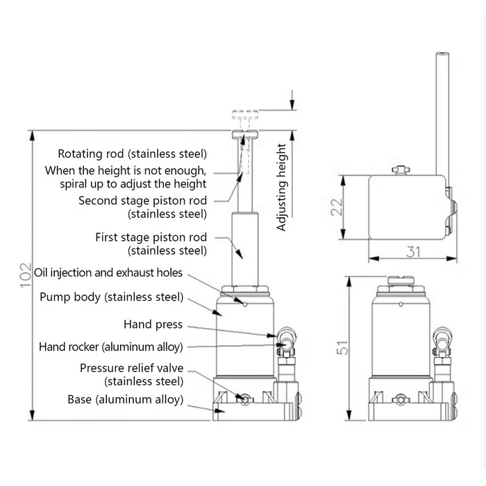 JDM-163 1/10 Hydraulic Jack Model Metal Hand-Operated Vertical Jack DIY Accessory for RC Cars enginediyshop