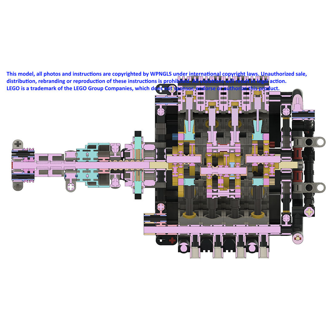 MOC-178855+MOC-178952 XR-7755-3 36-Cylinder Piston Aviation Engine Building Blocks Set with Stand (1559PCS)