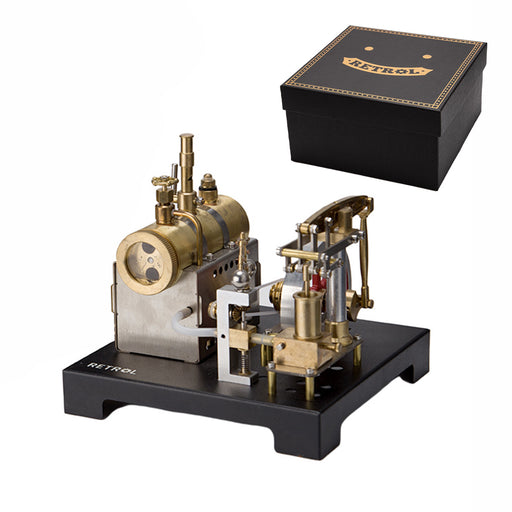 RETROL SE-01 Full Metal Stationary Beam Steam Engine Model and Horizontal Boiler Kit - enginediyshop