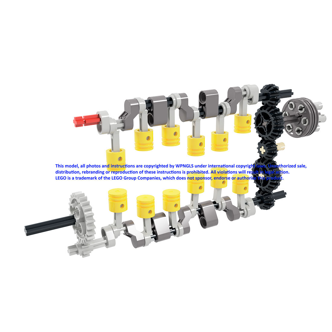 MOC-195745 205 6-Cylinder Opposed Piston Diesel Aviation Engine Building Blocks Set (237PCS) - enginediyshop