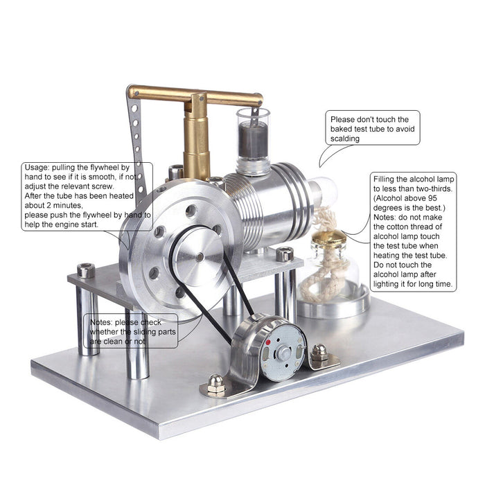 Stirling Engine Kit Hot Air Stirling Engine Electricity Generator with Colorful LED enginediyshop