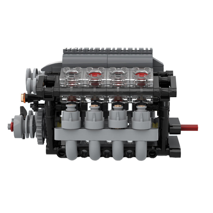 V8 Engine with Gearbox Tech Engine Model Particle Building Blocks MOC Set (568PCS) enginediyshop