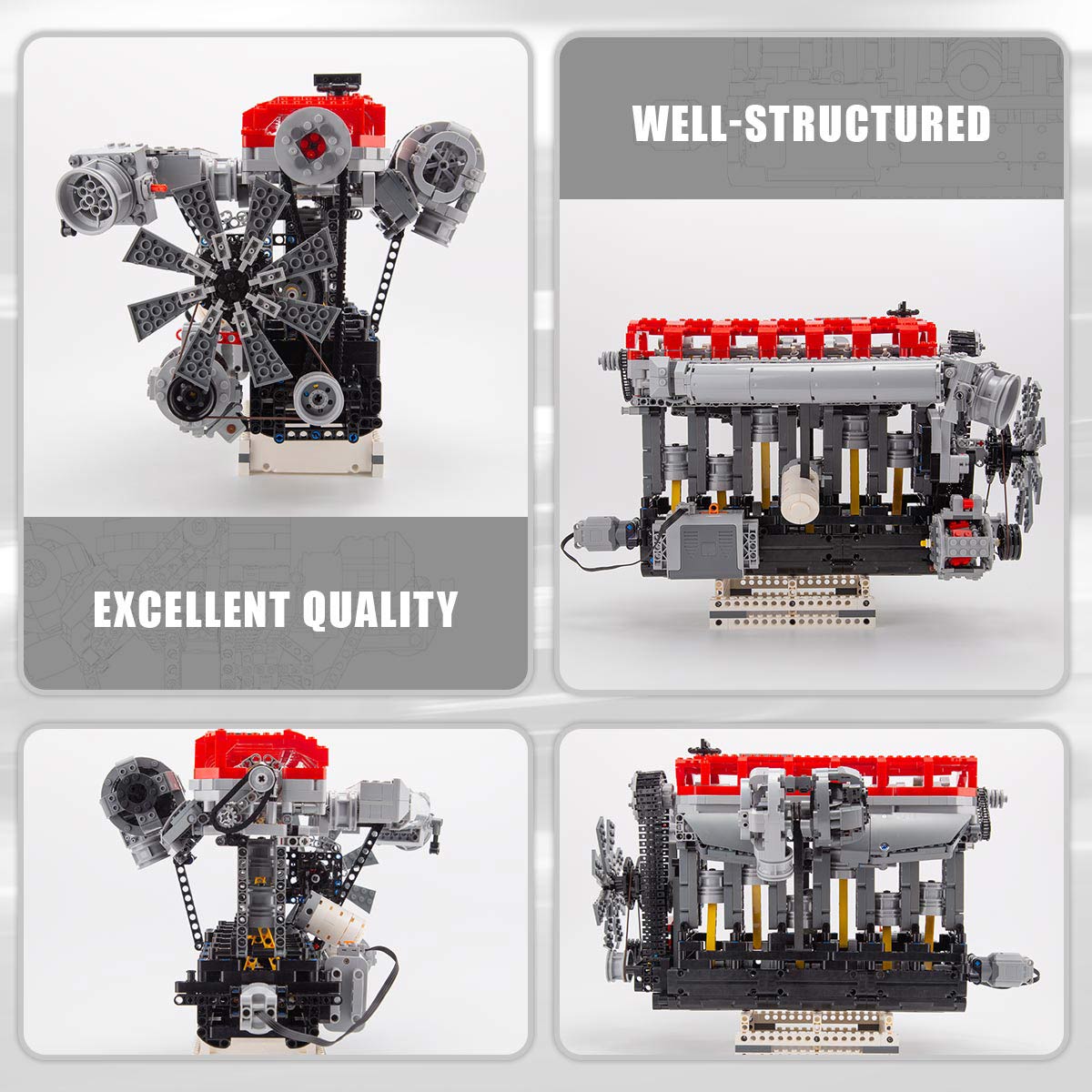 MOC RB-30 motor de gasolina de cuatro tiempos y seis cilindros, modelo de juguete de bloques de construcción, juego de 1985 Uds., construye tu propio motor L6