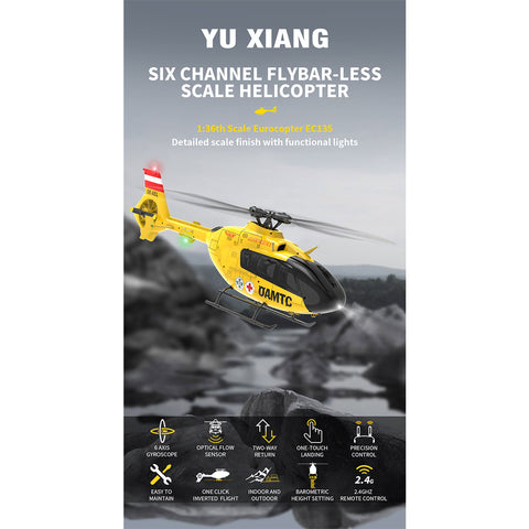 YU XIANG F06 1/36 Scale EC-135 2.4G 6-Channel RC Direct-Drive Brushless Helicopter 3D Aerobatic Aircraft Model enginediyshop