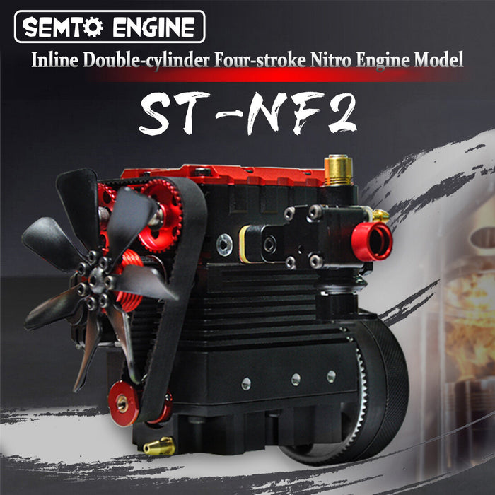 SEMTO ENGINE ST-NF2 7.0cc Mini Inline Double-cylinder Four-stroke Air-cooled Nitro Interal Combustion Engine Model Kit enginediyshop