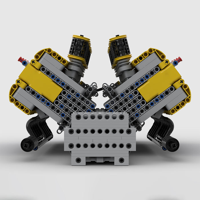 V16 Engine with Dual Pushrod Valves Building Block Engine Model MOC-169906 enginediyshop