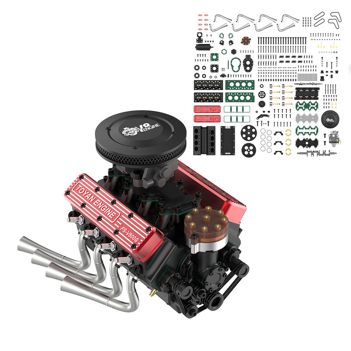 TOYAN FS-V800WGPC 1/10 Scale 28cc Water-Cooled Four-Stroke OHV V8 Gasoline Engine Model Kit - enginediyshop