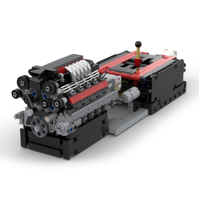 V10 Engine with Gearbox Single Overhead Camshaft (SOHC) Air-Cooled Engine Model Building Blocks Set (776PCS) enginediyshop