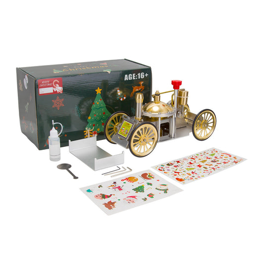 ENJOMOR Christmas Metal Steam-Powered Car Model: A Functional Sci-fi Collectible Gift enginediyshop