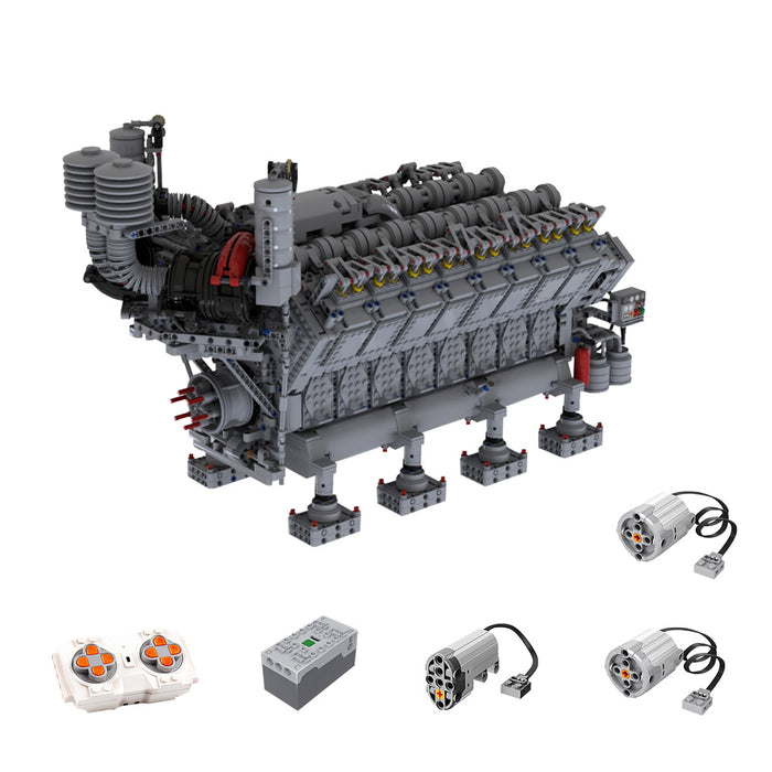 V16 Diesel Engine Model Building Blocks Set MOC-73232 --4777PCS -Build Your Own V16 Engine enginediyshop