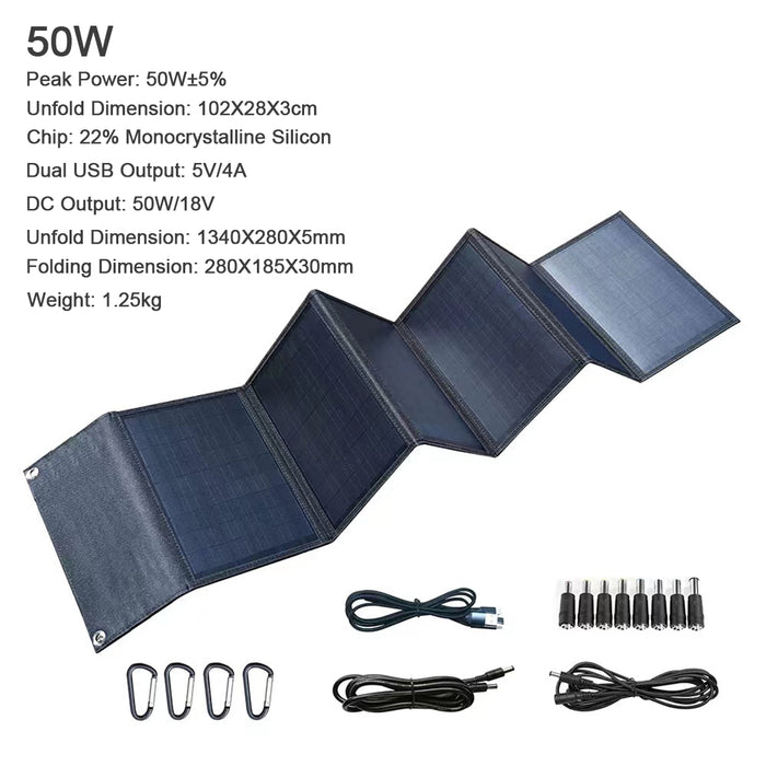 50W Foldable Solar Panel Charger Kit for Smartphone Laptop