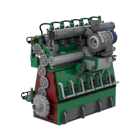 Two-Stroke Reciprocator Diesel Engine Marine Engine Model DIY Assembly Toy Building Blocks Set enginediyshop