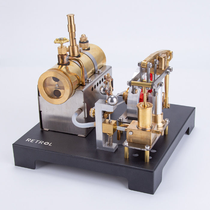 RETROL Full Metal DIY Steam Engine Model with Horizontal Boiler & Centrifugal Flyball Governor (84PCS) enginediyshop