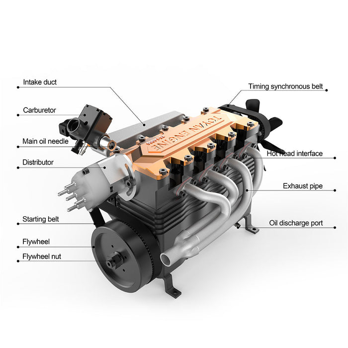 TOYAN FS-L400BGC 4-Cylinder 4 Stroke OHC L4 14cc Inline Water-Cooled Gasoline Engine Model for RC Model Car Ship Airplane enginediyshop