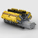 V16 Engine with Dual Pushrod Valves Building Block Engine Model MOC-169906 enginediyshop