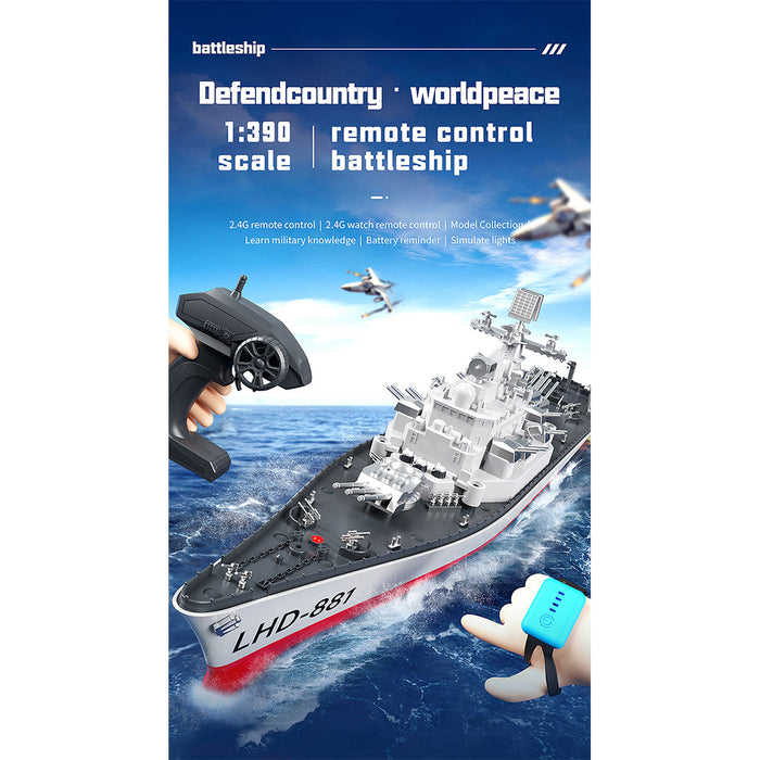 LHD-881 1/390 2.4G RC Electric High-Frequency Twin-Engine Military Battleship Model enginediyshop