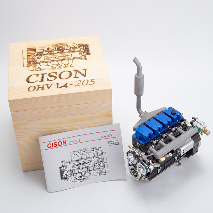 CISON L4-205-OHV 20.5cc Mini OHV Inline Four-cylinder Four-Stroke Water-Cooled L4 Gasoline Engine Model for RC Cars Ships