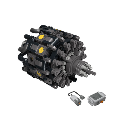 14-Cylinder Radial Engine Assembly Toy Building Blocks Set MOC-154091 enginediyshop