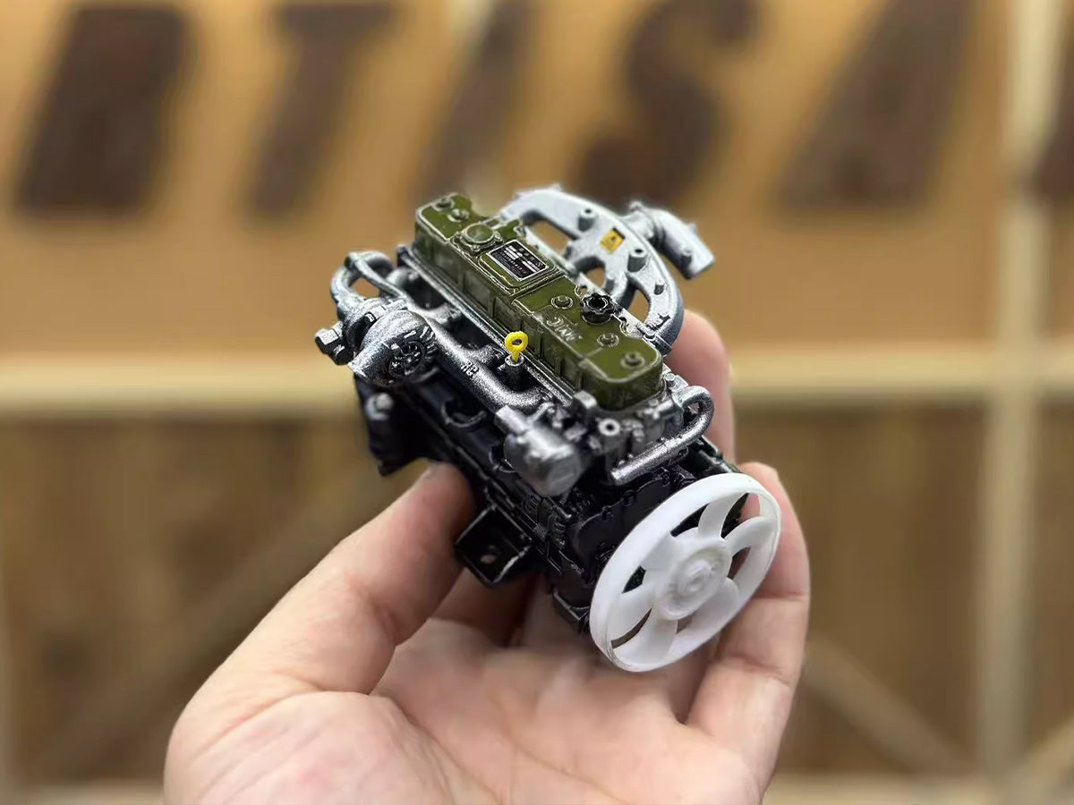 1/10 Scale Resin Inline Four-Cylinder Functional Vintage Diesel Engine Model for RC Crawlers - Enginediyshop