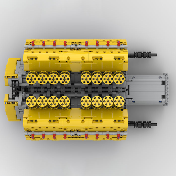 V16 Engine with Dual Pushrod Valves Building Block Engine Model MOC-169906 enginediyshop