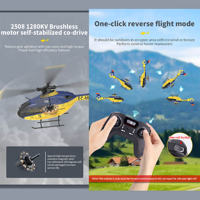 YU XIANG EC-135 1/36 2.4G 6CH Direct Drive Brushless RC 3D/6G Helicopter Model enginediyshop