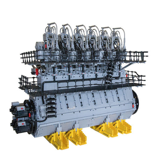 1/17 Scale 2-Stroke, Six Cylinder Turbocharged Low-Speed Marine Diesel Engine Building Blocks Set（Dynamic Version/10737PCS）-ENGINEDIYSHOP