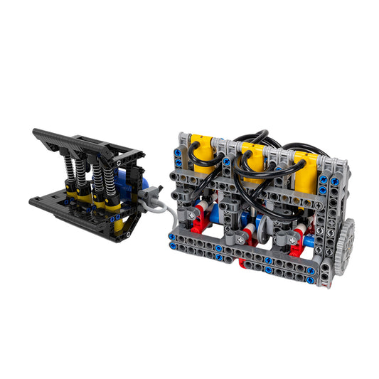 MOC-157730+MOC-164704 Three Cylinder Pneumatic Engine & Manual Air Pump Building Blocks Set（352PCS）-ENGINEDIYSHOP