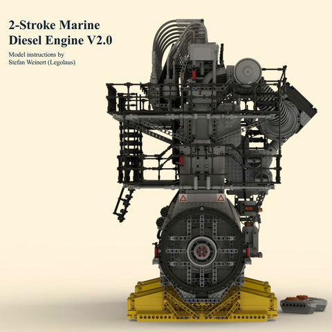 1/17 Scale 2-Stroke, Six Cylinder Turbocharged Low-Speed Marine Diesel Engine Building Blocks Set（Dynamic Version/10737PCS） enginediyshop