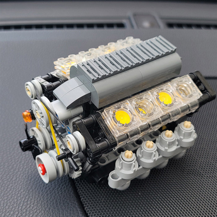 V8 Engine with Gearbox Tech Engine Model Particle Building Blocks MOC Set (568PCS) enginediyshop