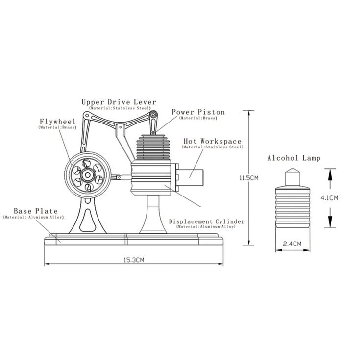 All Metal Beam Heat Engine Twin-Cylinder Stirling External Combustion Engine Gifts for Machine Enthusiasts(Kit Version) enginediyshop