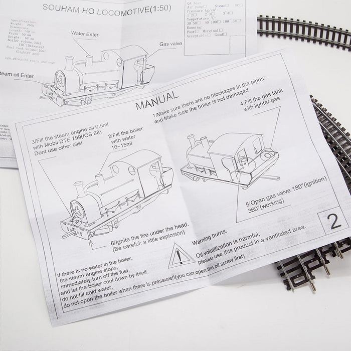 1/50 HO Scale Live Steam Locomotive Model with Oscillating Steam Engine (Track Not Included) - Enginediyshop