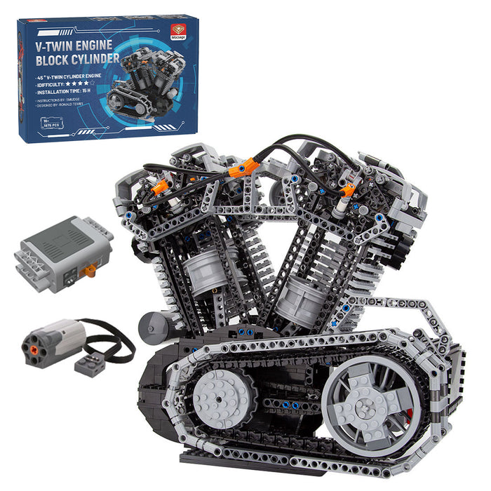 Milwaukee-Eight V-Twin OHV 8-Valve Four-Stroke Harley-Davidson MOC Motor Engine- 1653PCS-Build Your Own V2 Engine