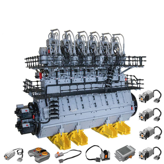 MOC-141278 1/17 Scale 2-Stroke Six Cylinder Turbocharged Low-Speed Marine Diesel Engine Building Blocks Set（Dynamic Version /10737PCS）