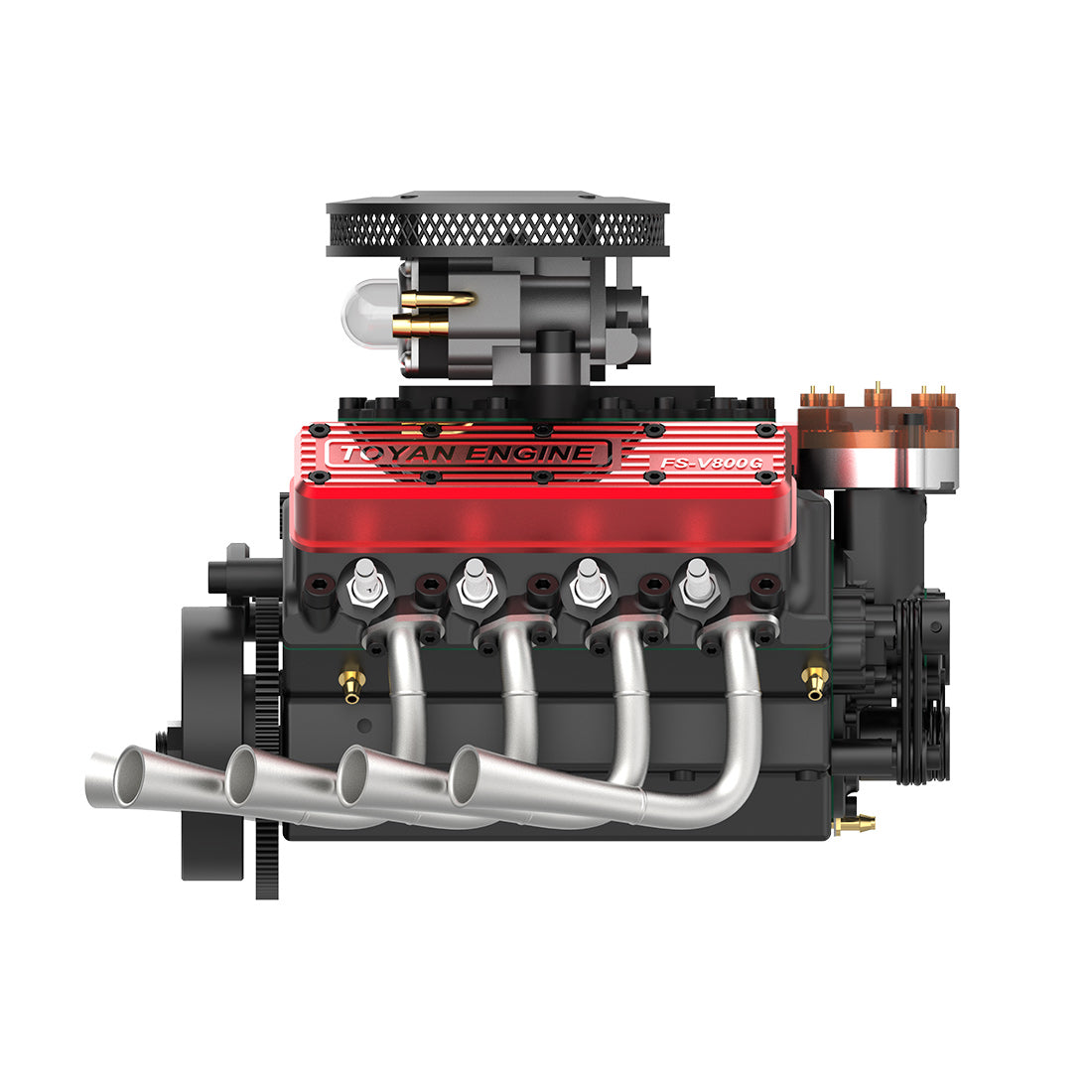 TOYAN FS-V800WGPC 1/10 Scale DIY V8 Engine Model Kit – 28cc Water-Cooled Four-Stroke Gasoline Engine with Overhead Valve Simulation enginediyshop