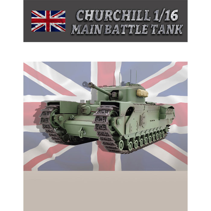 1/16 Scale 2.4G RC Churchill Main Battle Tank Infrared Military Vehicle Model enginediyshop