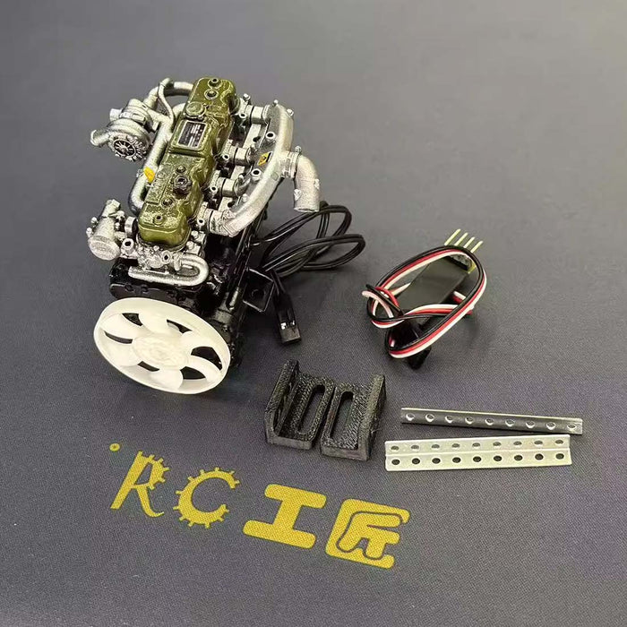 1/10 Scale Resin Inline Four-Cylinder Functional Vintage Diesel Engine Model for RC Crawlers - Enginediyshop